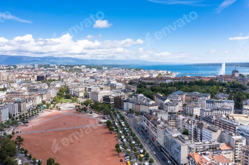 Preview: Aerial view of plainpalais in Geneva - Switzerland