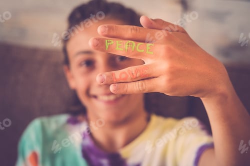 Preview: nice happiness and hope message on young boy caucasian hand