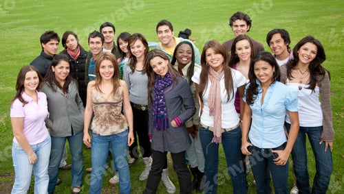 Preview: Large Group Of People Smiling Outdoors