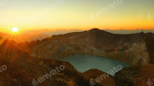 Preview: Lake in the Kelimutu volcano in Indonesia in the morning at sunrise.