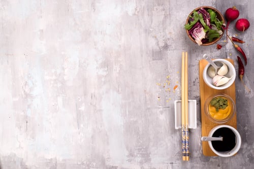 Preview: Ingredients for preparation of pickled ginger and kimchi from radish