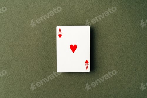 Preview: Ace playing card on green background close up
