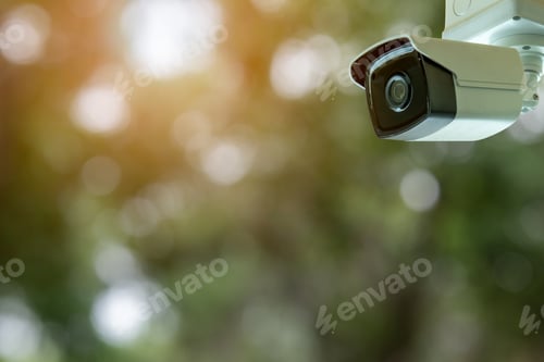 Preview: IP CCTV camera install by have water proof cover to protect camera with home security system concept