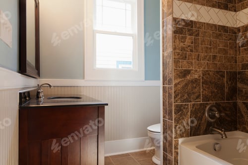 Preview: 53990,Sink, bathtub and toilet in bathroom