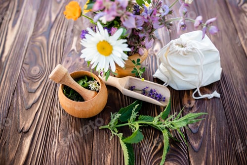 Preview: common nettle, or stinger , St. John's wort, chamomile, clover ,orange Calendula officinalis