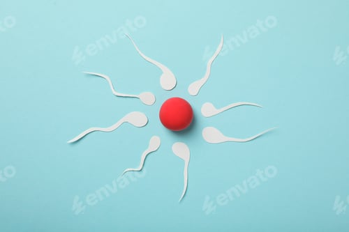 Vista previa: Concepto de fertilización, período de ovulación, espermatozoide y óvulo.