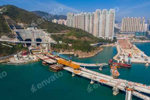 Preview: Tseung Kwan O, Hong Kong 21 December 2020: Cross harbor highway under construction