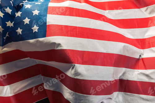 Preview: Closeup of ruffled American flag