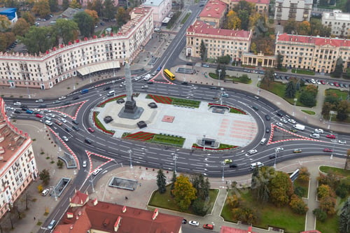 Preview: Top view of the Victory Square of the city of Minsk