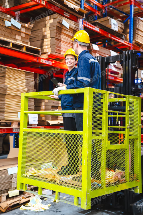 Preview: engineer or worker person team working in factory warehouse, man, manufacturing industry business