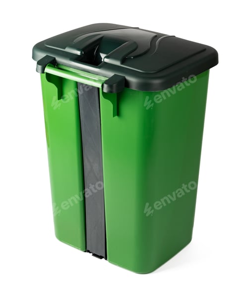 Preview: Green recycle bin isolated on white background