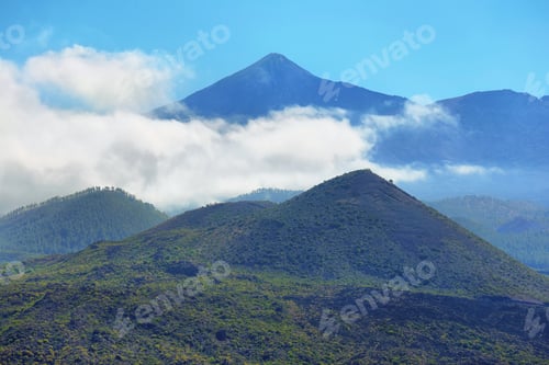 Preview: Far view of Teide volcano from Masca road in Tenerife island, Spain