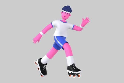 Preview: Cartoon Rollerblader Character