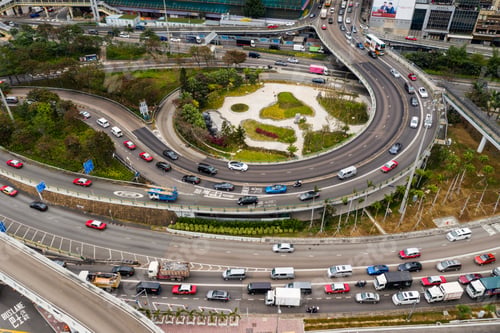 Preview: Causeway Bay, Hong Kong 11 January 2021: Top down view of Hong Kong traffic