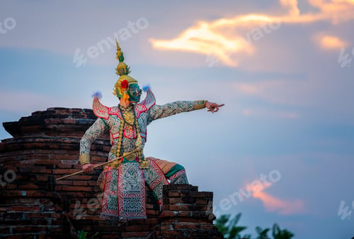 Preview: Art culture Thailand Dancing in masked khon in literature ramayana
