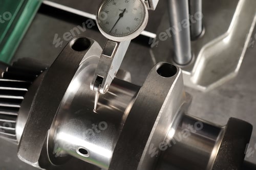 Preview: Master makes metal hardness measurement. Crankshaft.