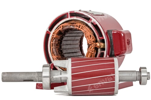 Preview: Rotor and stator of electric motor, isolated on white background