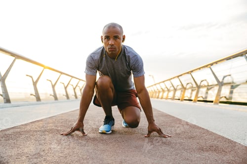 Preview: Young african man jogger exercising outdoors
