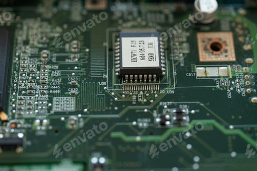 Preview: Close-up of laptop without cover inside disassembly in repair shop