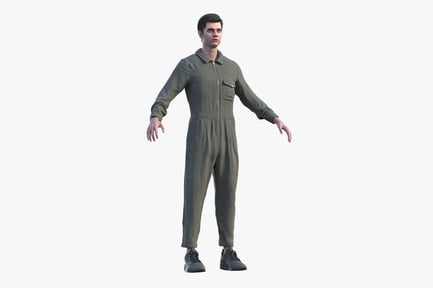 Preview: Man in Olive Overall with Sneakers