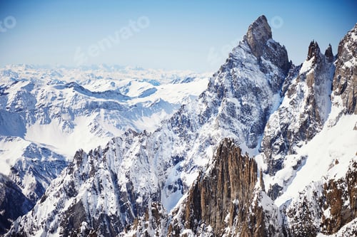 Preview: Snowcapped mountain rocks landscape, Helbronner, Italy