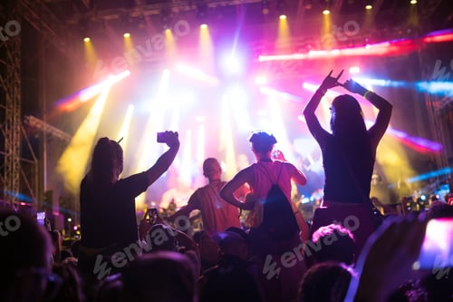 Preview: Portrait of happy crowd enjoying at music festival