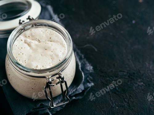 Preview: Wheat sourdough starter, copy space
