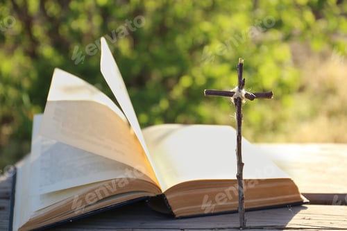 Preview: The Bible on the background of the cross and life-giving light