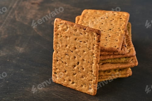 Preview: Cracker with flax seeds and oat bran rectangular shape for healthy, dietary and balanced diet on dar
