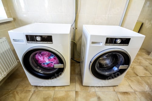 Preview: Colorful clothes and towels in washing machine