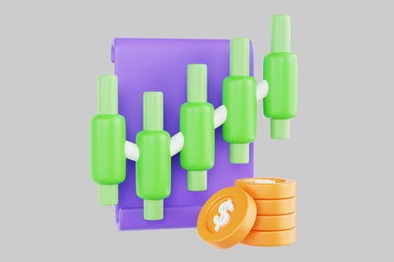 Preview: Rising finance chart with coins