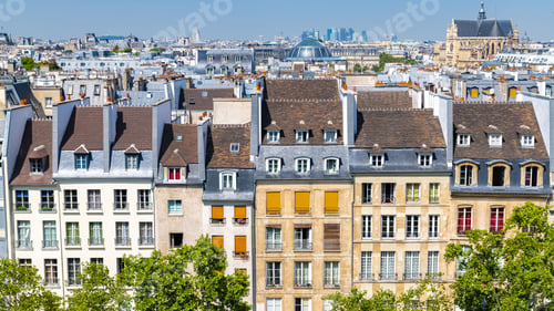 Preview: Paris, typical roofs in the Marais, aerial view