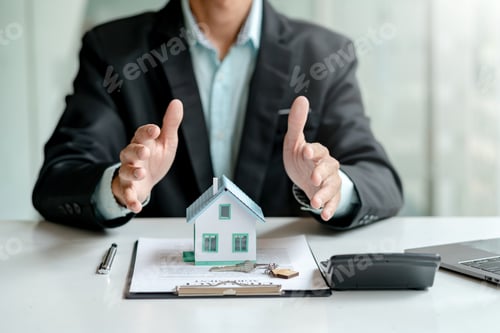 Preview: Real estate agent offer house design and contract. Approval of a contract to buy or sell a home. Off