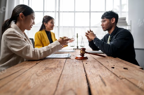 Preview: A man and a woman are sitting at a table with a gavel in front of them