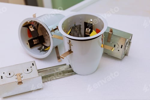 Preview: The electrician assembles ceiling lights system installation in the suspended ceiling