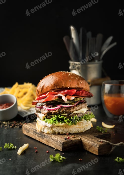Preview: Delicious burger and french fries