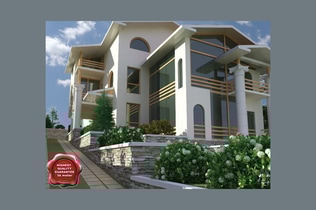 Preview: Two-story house with arched window and balconies