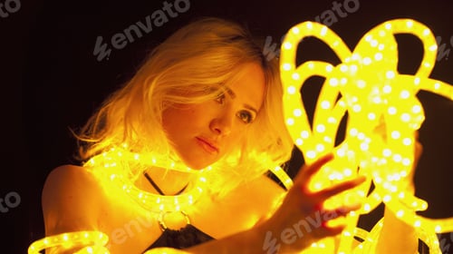 Preview: Beautiful woman with neon lights