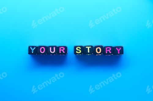 Preview: small black cube with the word your story
