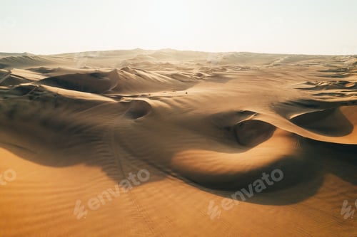 Preview: Aerial sunset photo of desert textures in Huacachina, Ica, Peru, South America