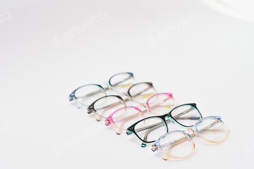 Preview: Child's plastic frame for glasses. Mock up for the design of optics store and shop