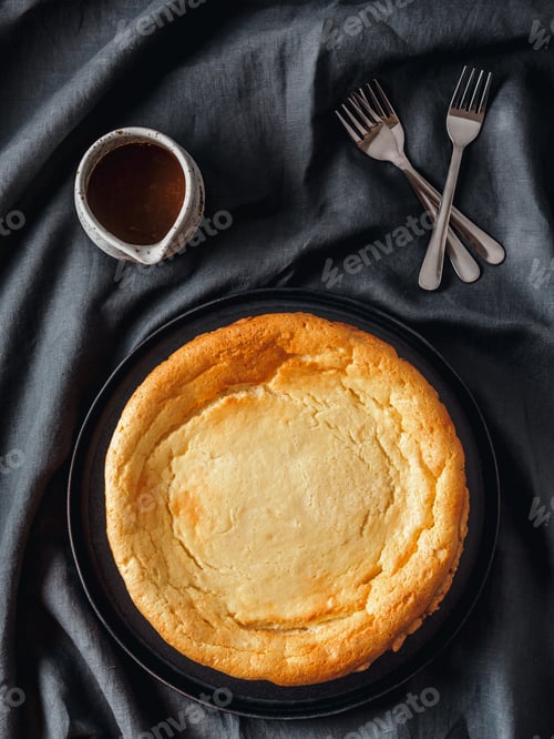 Preview: Classic Cheesecake on table. Top view