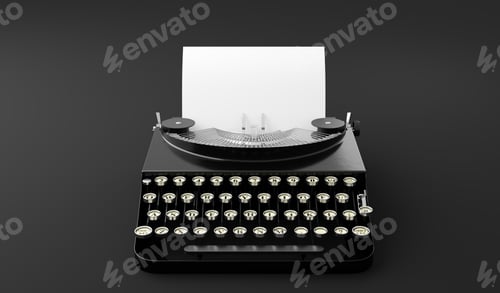 Preview: Retro vintage typewriter with blank piece of paper
