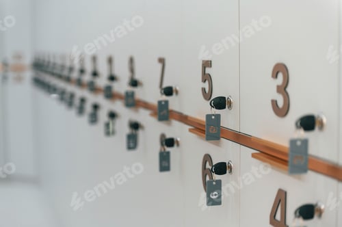 Preview: Close up view of lockers with keys and numbers