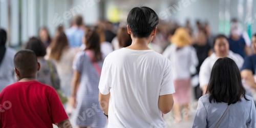 Preview: Crowd of anonymous people walking on the city street