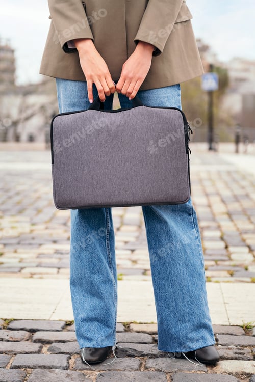 Preview: unrecognizable business woman holding a briefcase