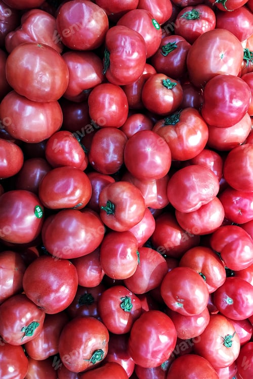 Fresh Red Tomatoes Piled High at the Market