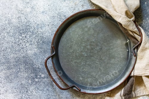 Preview: Culinary background with empty plate on a slate