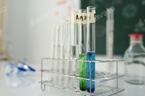 Preview: Laboratory Test Tubes Containing Liquid Solutions