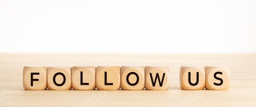 Preview: Follow us word on wooden blocks on wood table